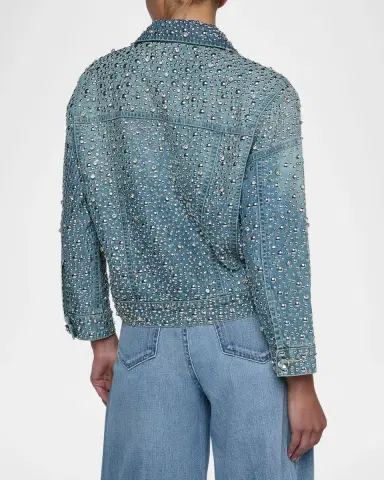 L 'AGENCE Vangie Embellished High-Low Denim Jacket | Thumbnail 3