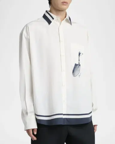 Jacquemus Men's Candy Stripe Relaxed Cotton Button-Down Shirt | Thumbnail 4 Jacquemus Men's Candy Stripe Relaxed Cotton Button-Down Shirt | Thumbnail 4