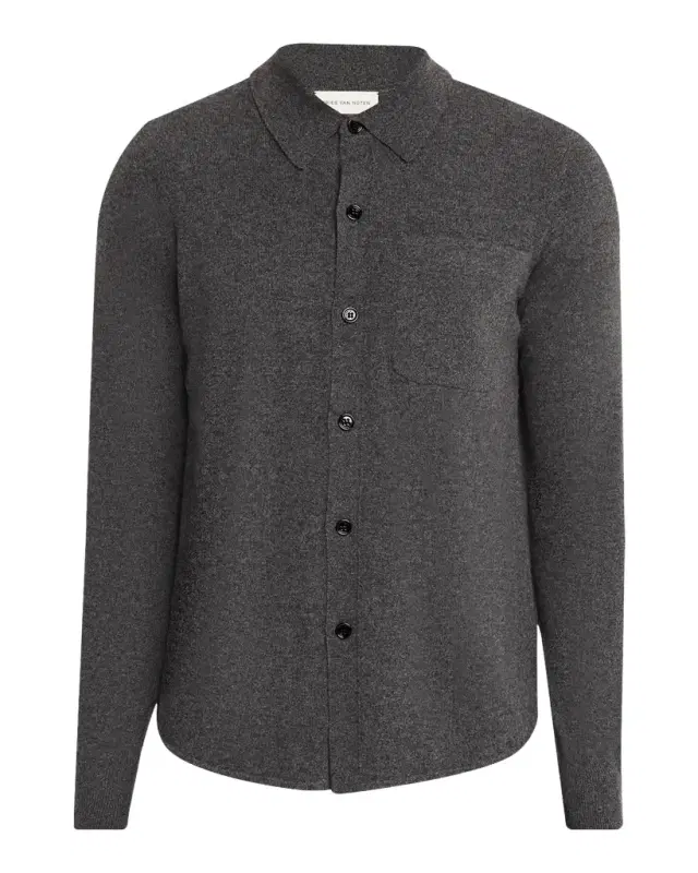 Dries Van Noten Men 's Monaco Cashmere Knit Pocket Button-Down Shirt