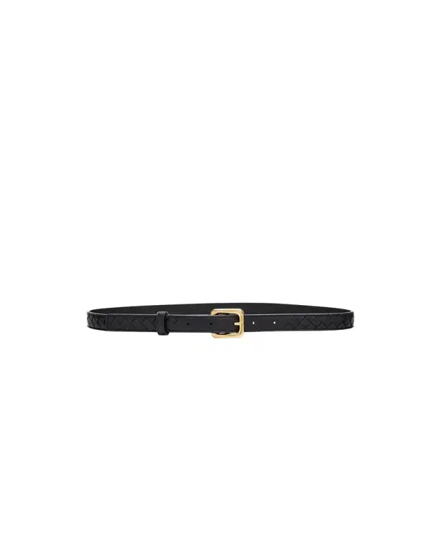 Watch-Buckle Intrecciato Leather Belt