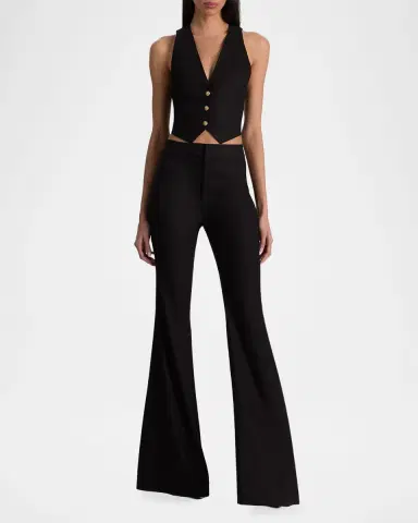 ALICE + OLIVIA Linden Bootcut Linen-Blend Pants | Thumbnail 2