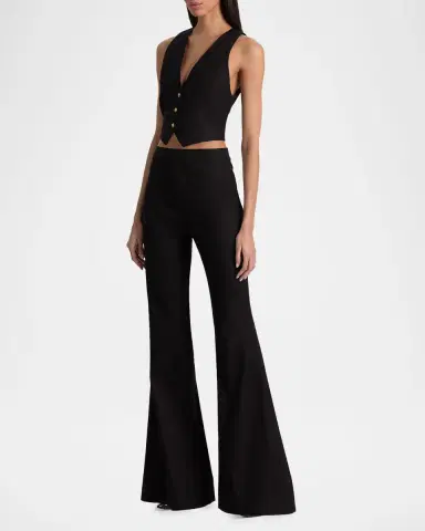 ALICE + OLIVIA Linden Bootcut Linen-Blend Pants | Thumbnail 4