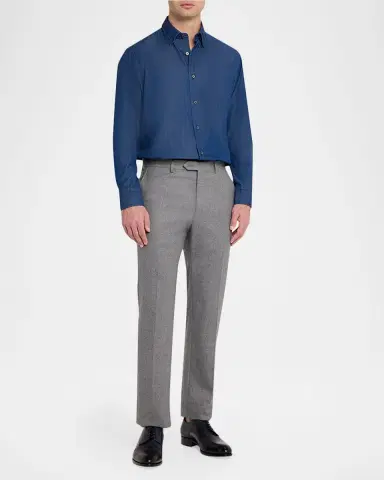 Brioni Men's Cotton Denim Casual Button-Down Shirt | Thumbnail 2