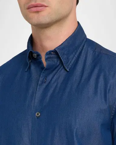Brioni Men's Cotton Denim Casual Button-Down Shirt | Thumbnail 5