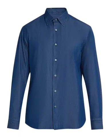 Brioni Men's Cotton Denim Casual Button-Down Shirt | Thumbnail 1