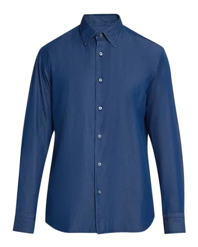 Brioni Men 's Cotton Denim Casual Button-Down Shirt