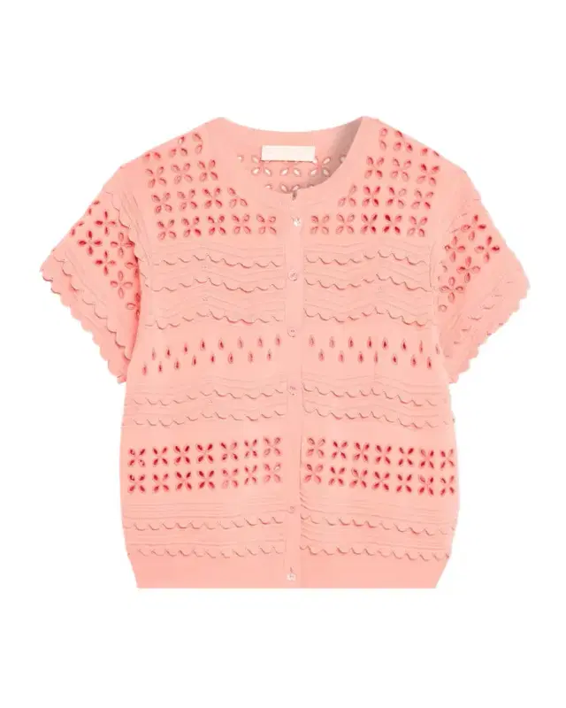 Abriana Eyelet Cropped Cardigan