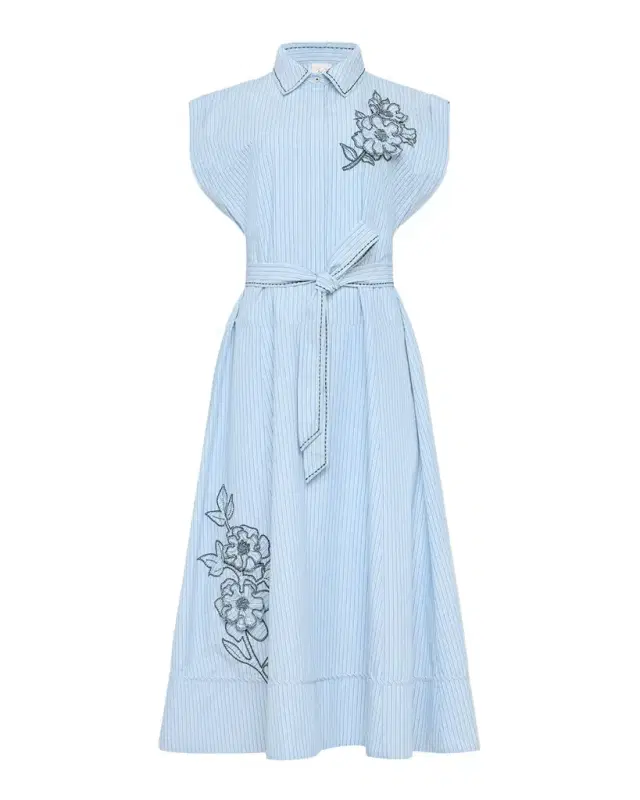 Cinq a Sept Callie Pinstripe Floral Midi Dress