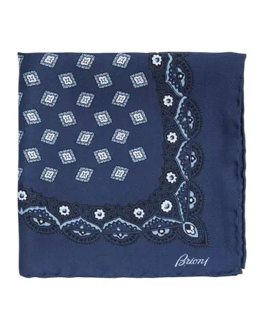 Brioni Men's Medallion-Print Silk Pocket Square | Thumbnail 1