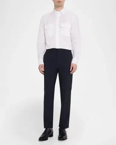 Brioni Men's Cotton and Linen Flap-Pocket Military Shirt | Thumbnail 2 Brioni Men's Cotton and Linen Flap-Pocket Military Shirt | Thumbnail 2