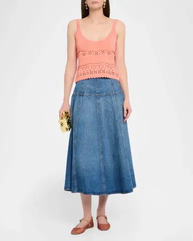Ulla Johnson Brigette Denim Midi Skirt | Thumbnail 2 Ulla Johnson Brigette Denim Midi Skirt | Thumbnail 2