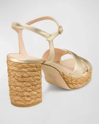Stuart Weitzman 0mm Dayna Metallic Leather Platform Sandals | Thumbnail 3