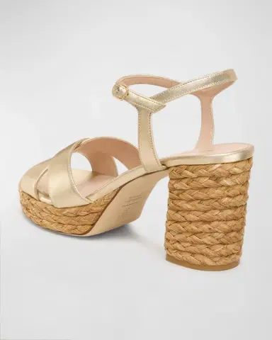 Stuart Weitzman 0mm Dayna Metallic Leather Platform Sandals | Thumbnail 4