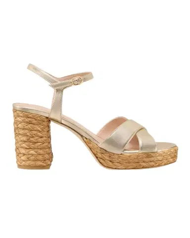 Stuart Weitzman 0mm Dayna Metallic Leather Platform Sandals | Thumbnail 1