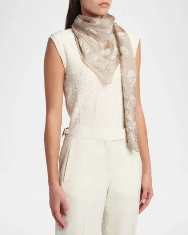 Alexander McQueen Classic Skull Wool Scarf | Thumbnail 3