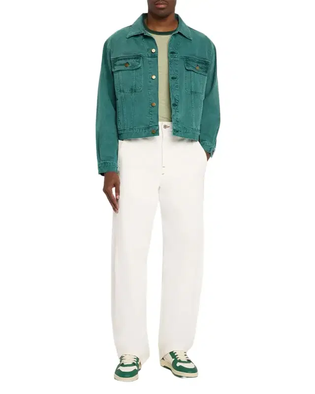 Sanderlak Men 's Cropped Washed Denim Jacket