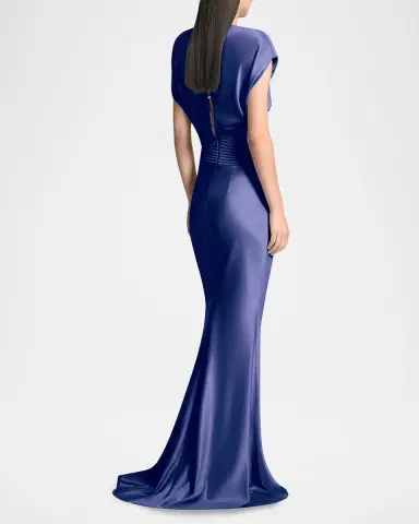 Zhivago Bond Draped Stretch Satin Mermaid Gown | Thumbnail 3 Zhivago Bond Draped Stretch Satin Mermaid Gown | Thumbnail 3