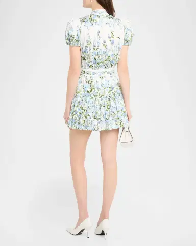 ALICE + OLIVIA Cora Short-Sleeve Tiered Mini Shirtdress | Thumbnail 3