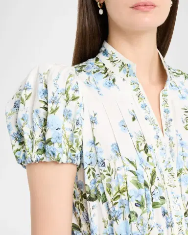 ALICE + OLIVIA Cora Short-Sleeve Tiered Mini Shirtdress | Thumbnail 5