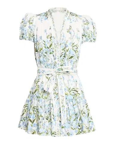 ALICE + OLIVIA Cora Short-Sleeve Tiered Mini Shirtdress | Thumbnail 1