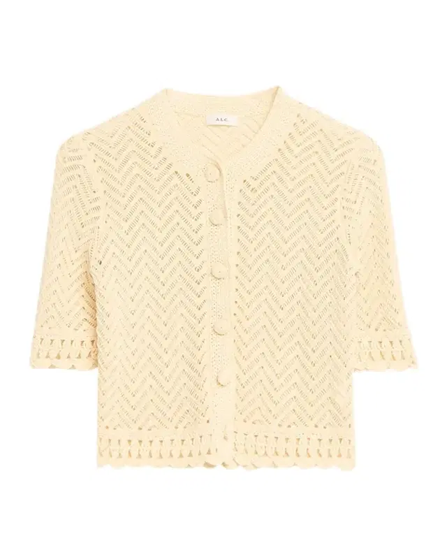 Simon Cropped Open-Knit Cardigan