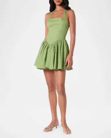 NICHOLAS Amalie Basque-Waist Halter Linen Mini Dress | Thumbnail 4 NICHOLAS Amalie Basque-Waist Halter Linen Mini Dress | Thumbnail 4