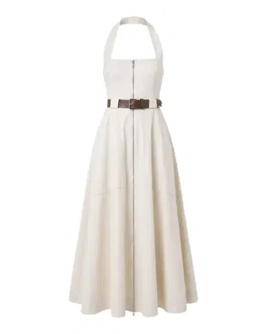NICHOLAS Anastasia Belted Halter Cotton Midi Dress | Thumbnail 1