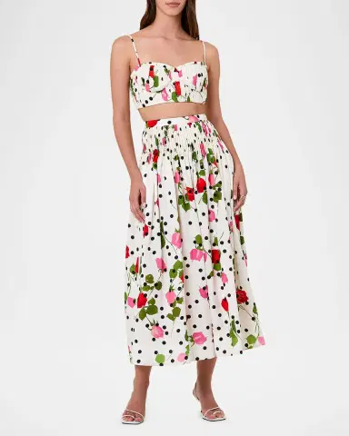 NICHOLAS Crina Pleated Floral-Print Crop Top | Thumbnail 2 NICHOLAS Crina Pleated Floral-Print Crop Top | Thumbnail 2