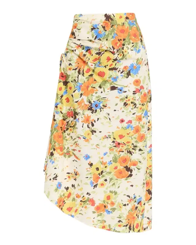 A.L.C. Naomi Floral Draped Midi Skirt
