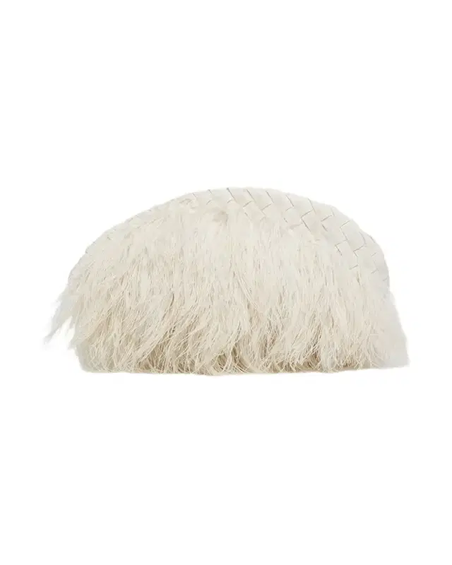 Bottega Veneta Nappa Leather & Feather Clutch Bag