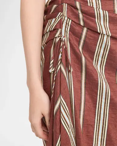 A.L.C. Naomi Draped Stripe Linen Midi Dress | Thumbnail 5