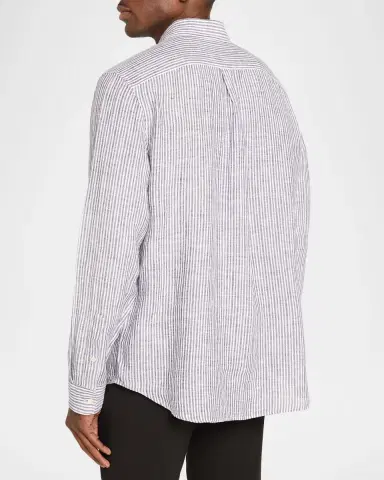 Frescobol Carioca Men's Telles Linen Stripe Button-Down Shirt | Thumbnail 3 Frescobol Carioca Men's Telles Linen Stripe Button-Down Shirt | Thumbnail 3