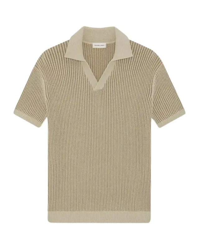 Rino CottonCashmere Rib-Knit Polo Sweater