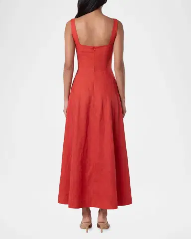 NICHOLAS Anya Sweetheart Linen Midi Dress | Thumbnail 3