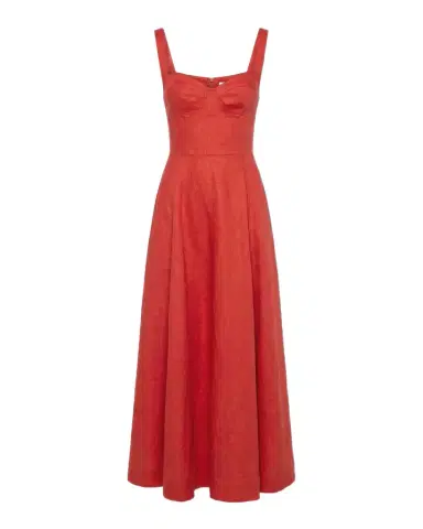 NICHOLAS Anya Sweetheart Linen Midi Dress | Thumbnail 1