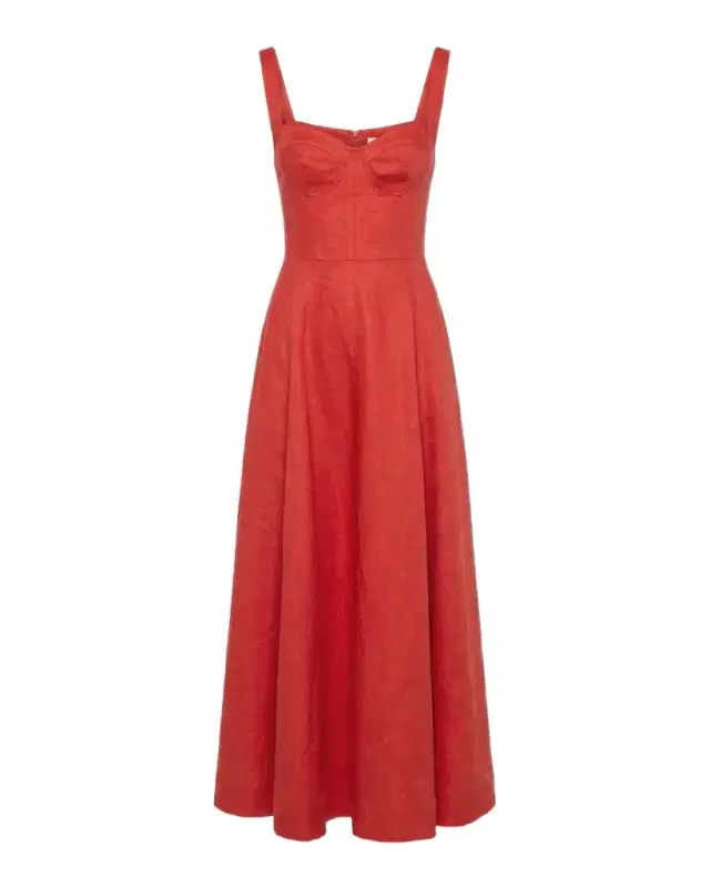 Anya Sweetheart Linen Midi Dress