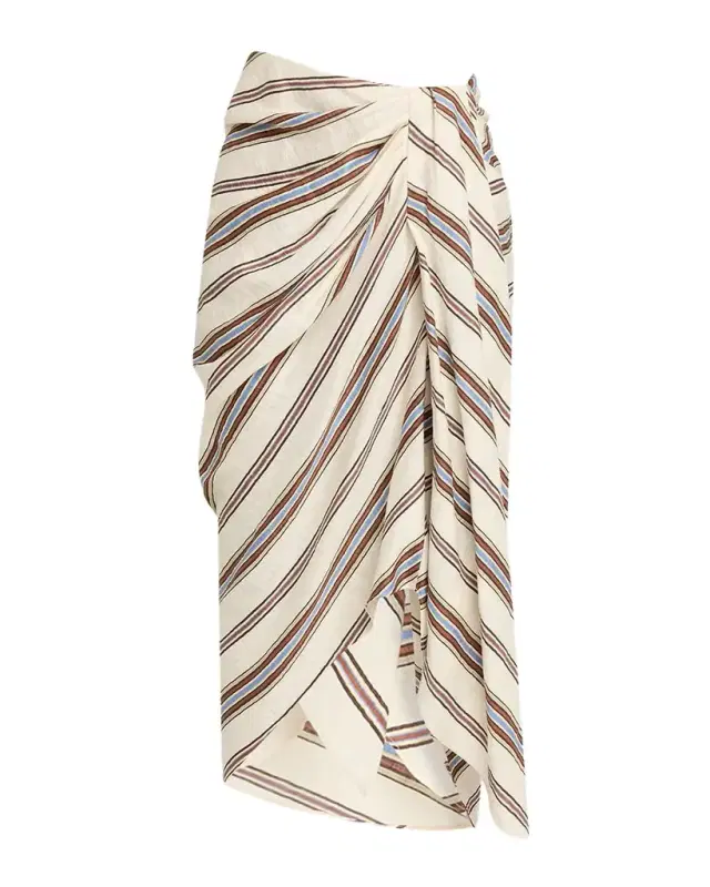 A.L.C. Rhodes Draped Linen Midi Skirt