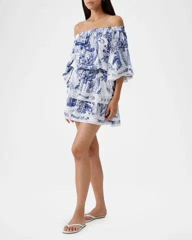 Melissa Odabash Micha Floral Off-Shoulder Mini Dress | Thumbnail 2