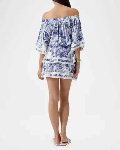 Melissa Odabash Micha Floral Off-Shoulder Mini Dress | Thumbnail 3