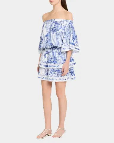 Melissa Odabash Micha Floral Off-Shoulder Mini Dress | Thumbnail 4