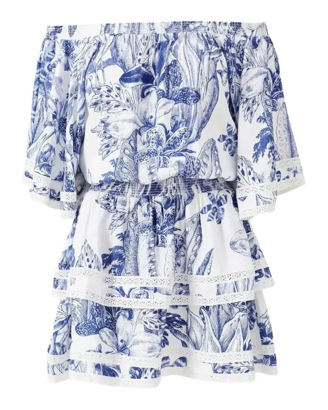 Melissa Odabash Micha Floral Off-Shoulder Mini Dress
