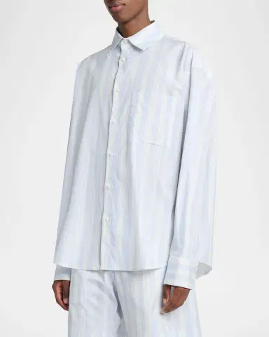 Jacquemus Men's Candy Stripe Relaxed Cotton Button-Down Shirt | Thumbnail 4 Jacquemus Men's Candy Stripe Relaxed Cotton Button-Down Shirt | Thumbnail 4