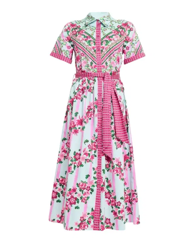 Vivienne Printed Short-Sleeve Shirtdress