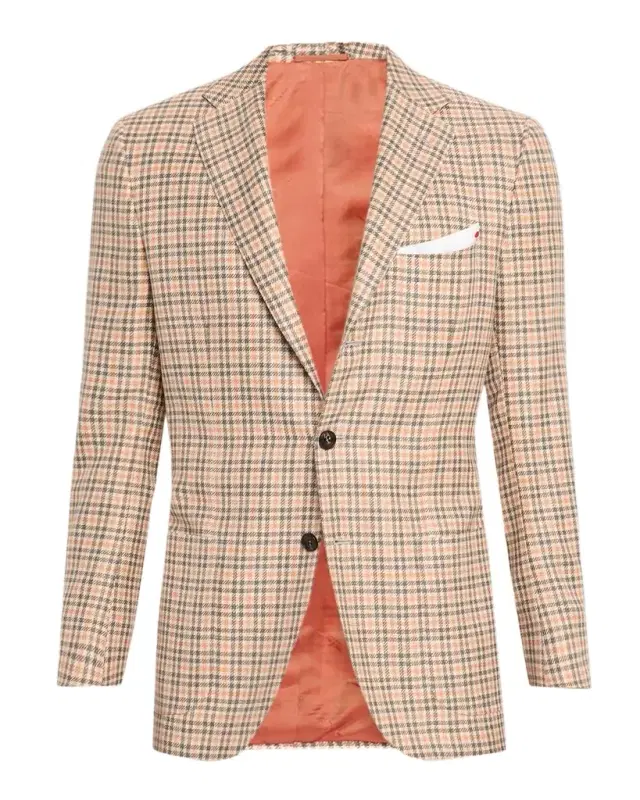 Kiton Men 's Cashmere and Wool Houndstooth Plaid Sport Coat