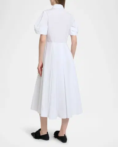 Erdem Pleated Floral Applique Cotton Midi Shirtdress | Thumbnail 3 Erdem Pleated Floral Applique Cotton Midi Shirtdress | Thumbnail 3