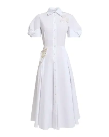 Erdem Pleated Floral Applique Cotton Midi Shirtdress | Thumbnail 1 Erdem Pleated Floral Applique Cotton Midi Shirtdress | Thumbnail 1