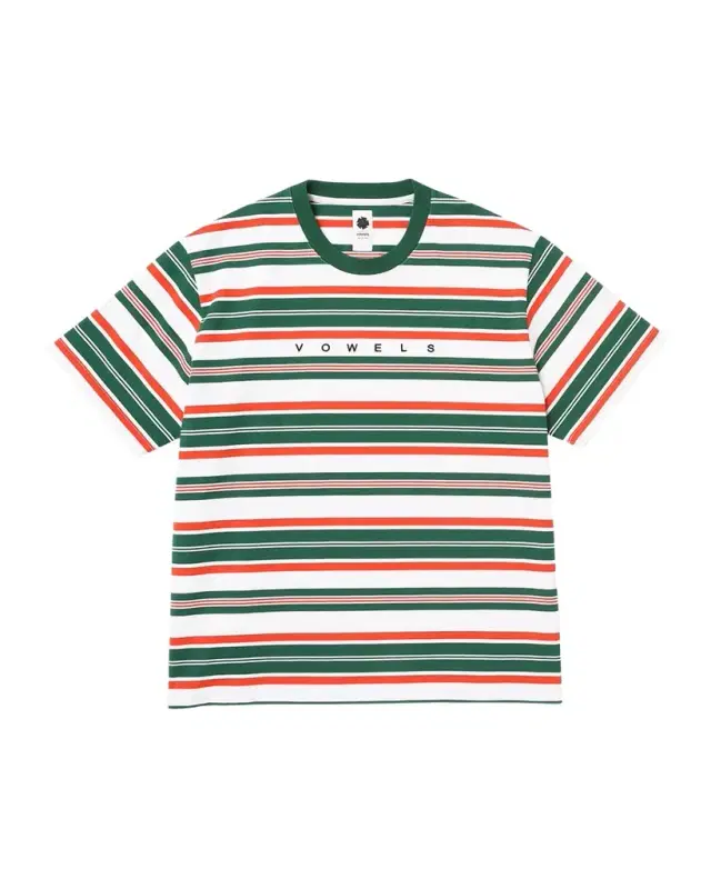 vowels Men 's Cotton Multi-Stripe Logo T-Shirt