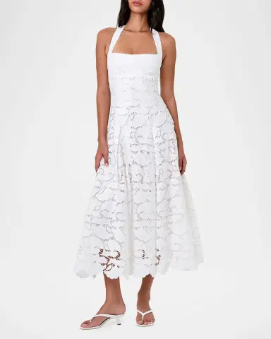 NICHOLAS Elisabeth Pleated Lace Halter Midi Dress | Thumbnail 2 NICHOLAS Elisabeth Pleated Lace Halter Midi Dress | Thumbnail 2