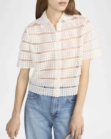 FRAME The Lattice Crochet Blouse | Thumbnail 4