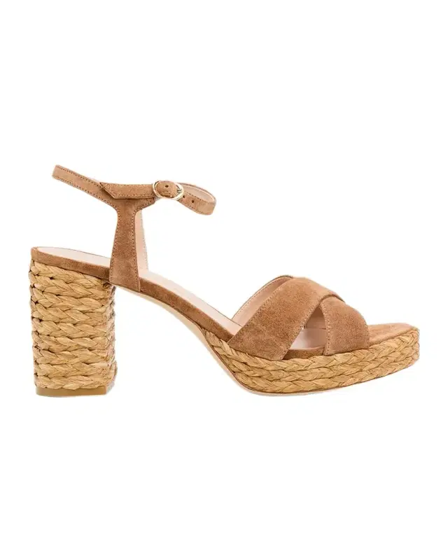 Stuart Weitzman 80mm Dayna Suede Espadrille Platform Sandals